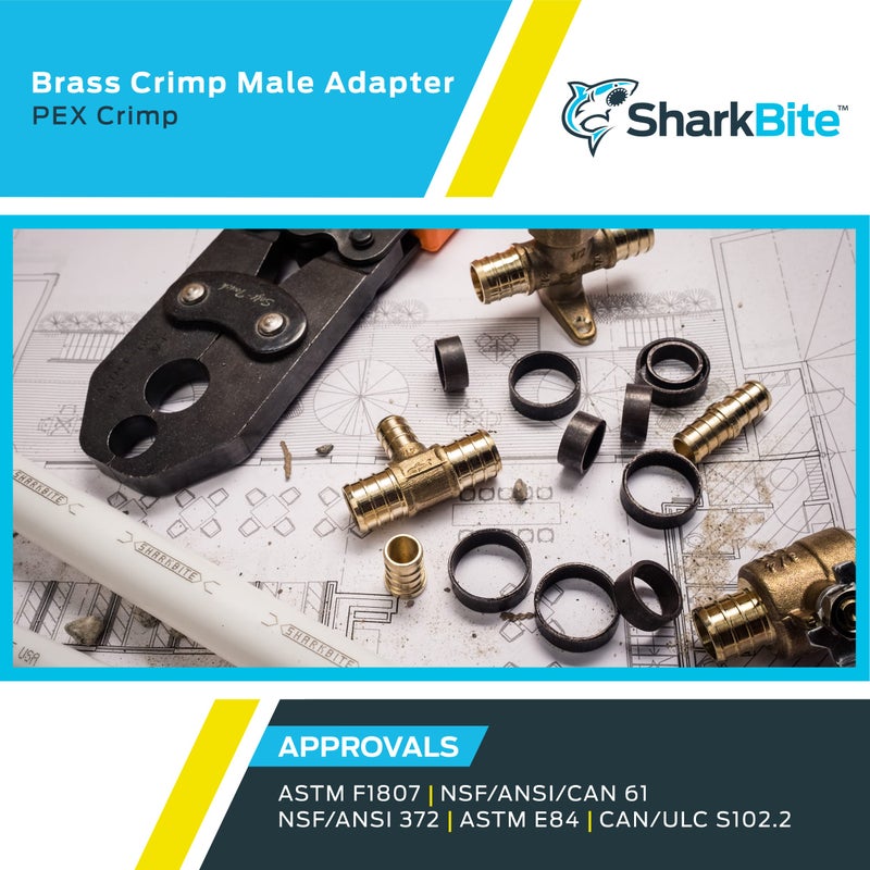 SharkBite 3/4 Inch Crimp MNPT Male Adapter, Pack of 10, Brass Plumbing Fitting, PEX Pipe, Copper, UC134LFA10 - Image 5
